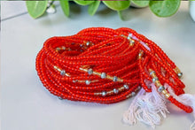 Charger l'image dans la galerie, Waist Beads / African Hip Chain - Red Adanna (Traditional non-elastic string)
