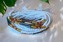 Charger l&#39;image dans la galerie, Perles de taille / Chaîne de hanche africaine - Ayo - Blanc (Cordon traditionnel non élastique)
