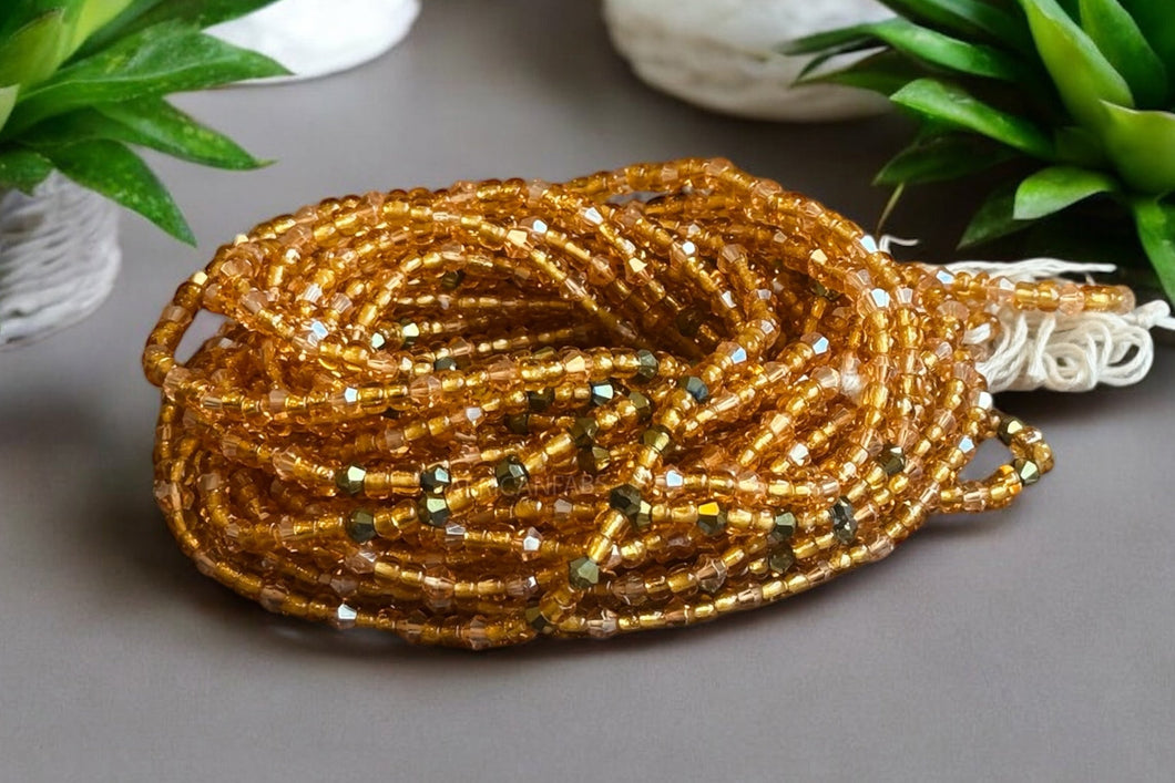 Waist Beads / African Hip Chain - Ose - Gold (Traditional non-elastic string)