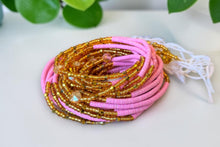 Lade das Bild in den Galerie-Viewer, Waist Beads / African Hip Chain - Gold Pink Crystal Adaeze (Traditional non-elastic string)

