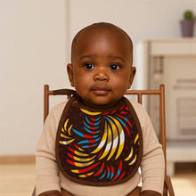 Charger l&#39;image dans la galerie, African Print Baby Bib - Multicolor Feathers (Unisex)
