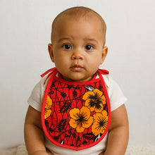 Charger l&#39;image dans la galerie, African Print Baby Bib - Red Flowers (Unisex)

