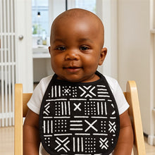 Charger l&#39;image dans la galerie, African Print Baby Bib - Black White X Bogolan (Unisex)
