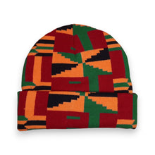 Load image into Gallery viewer, African Print Beanie / Winter hat  - Green Kente
