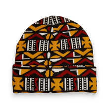Load image into Gallery viewer, African Print Beanie / Winter hat  - Brown Cross Bogolan
