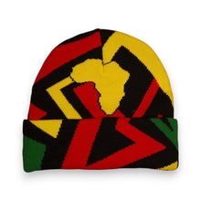 Load image into Gallery viewer, African Print Beanie / Winter hat  - Green Yellow Red Pan Africa
