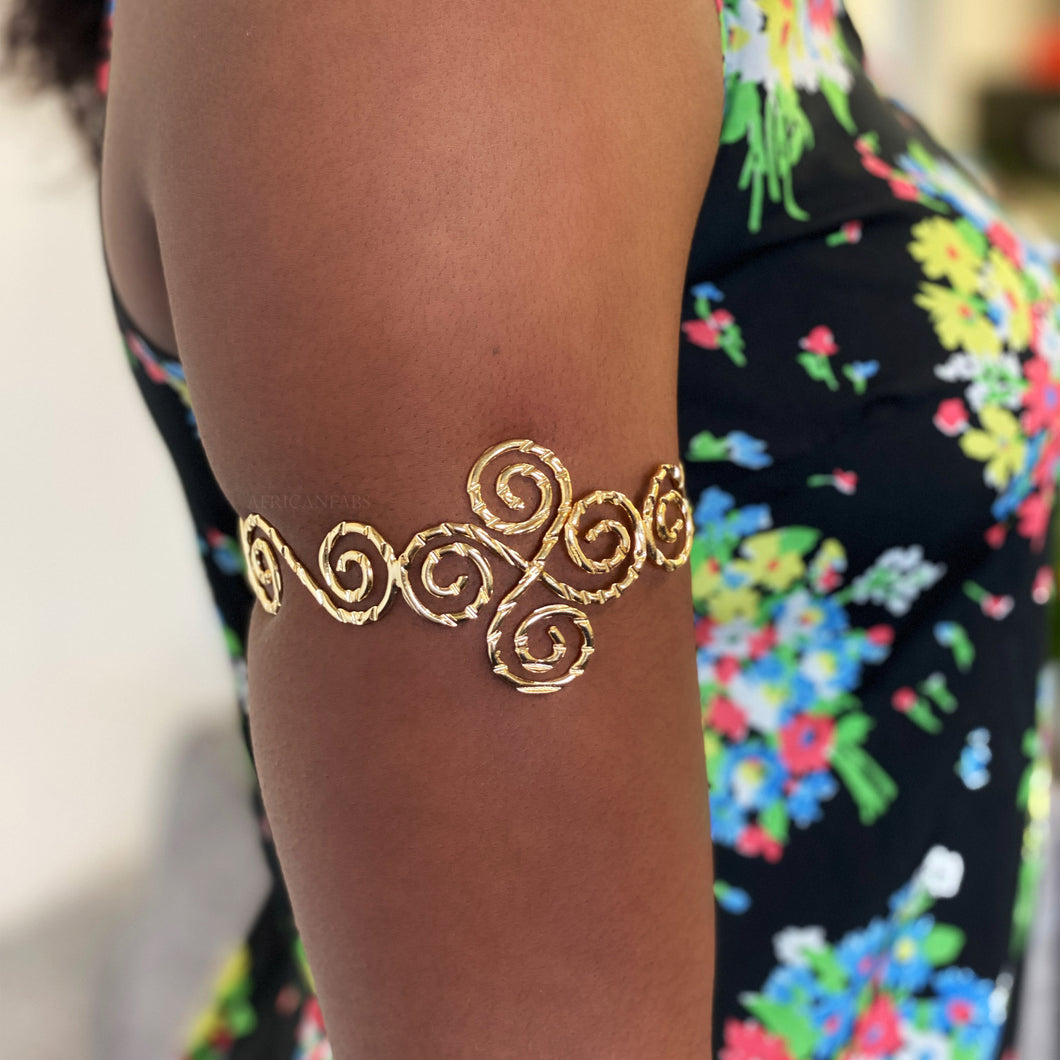 Bracelet de manchette jonc de style africain Bijoux - Reine - Or
