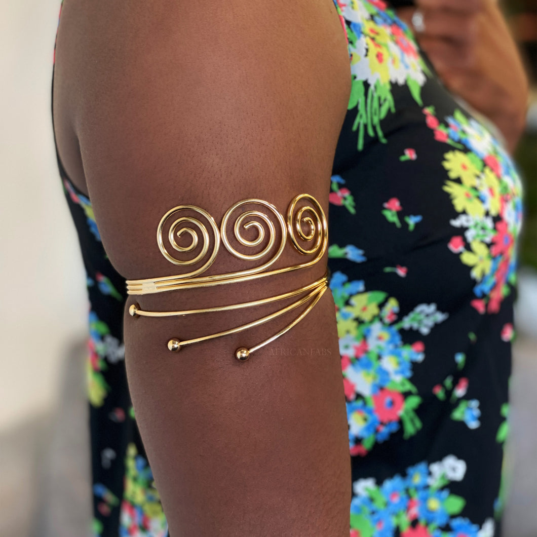 Oberarm-Armreif im afrikanischen Stil, Schmuck – 3 Schwestern – Gold