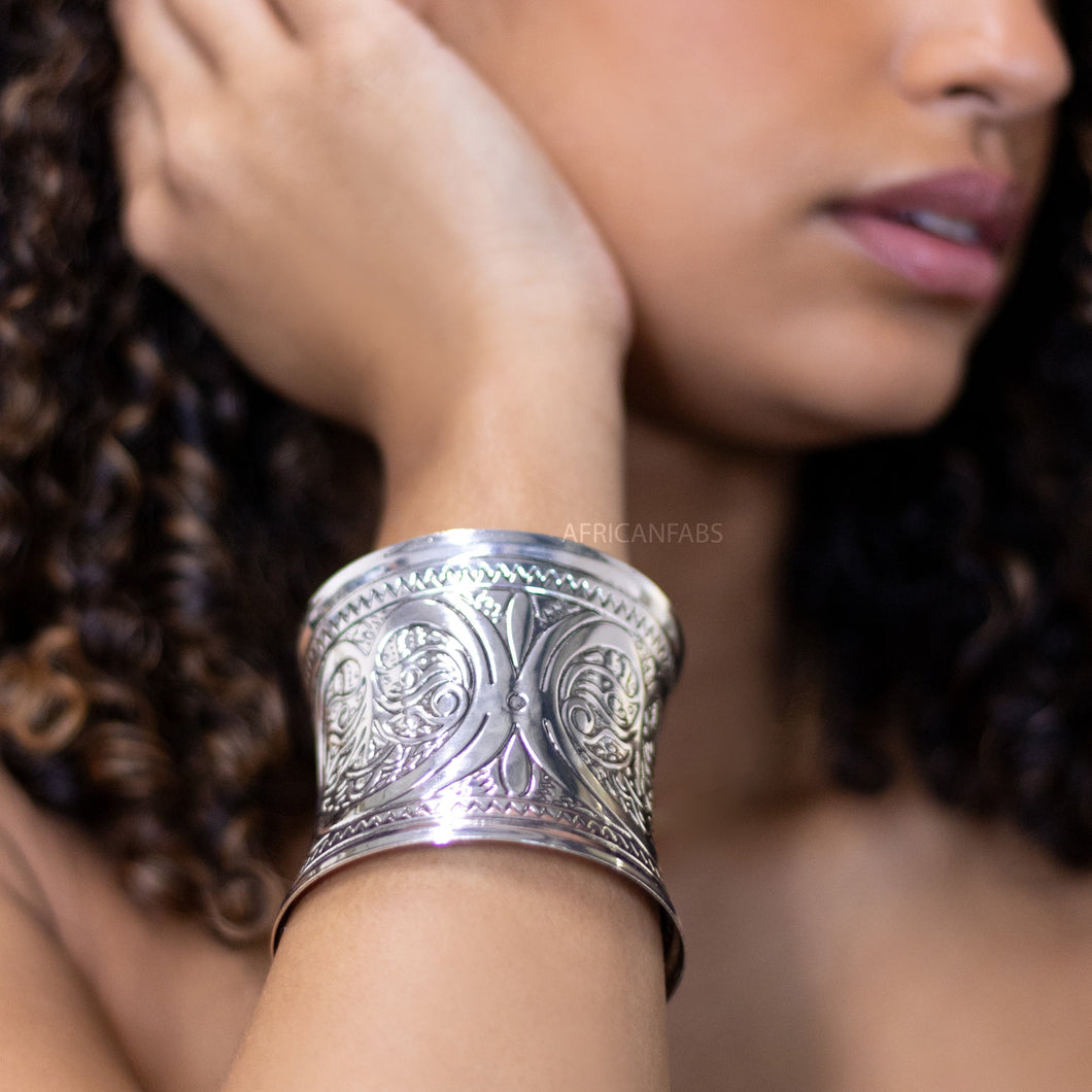 Bracelet manchette style africain - Infini - Argent