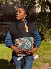 Load image into Gallery viewer, African Print Baby Carrier / Baby sling / baby wrap - Beige Blue Feather
