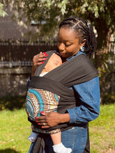 Load image into Gallery viewer, African Print Baby Carrier / Baby sling / baby wrap - Beige Blue Feather
