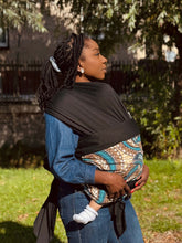 Load image into Gallery viewer, African Print Baby Carrier / Baby sling / baby wrap - Beige Blue Feather
