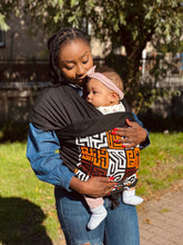 Load image into Gallery viewer, African Print Baby Carrier / Baby sling / baby wrap - Maroon Red &amp; Yellow-Orange Kuba Blocks Congo
