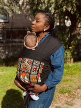 Load image into Gallery viewer, African Print Baby Carrier / Baby sling / baby wrap - Red &amp; Orange Bogolan Symbols
