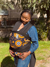 Load image into Gallery viewer, African Print Baby Carrier / Baby sling / baby wrap - Navy blue Yellow Paisley
