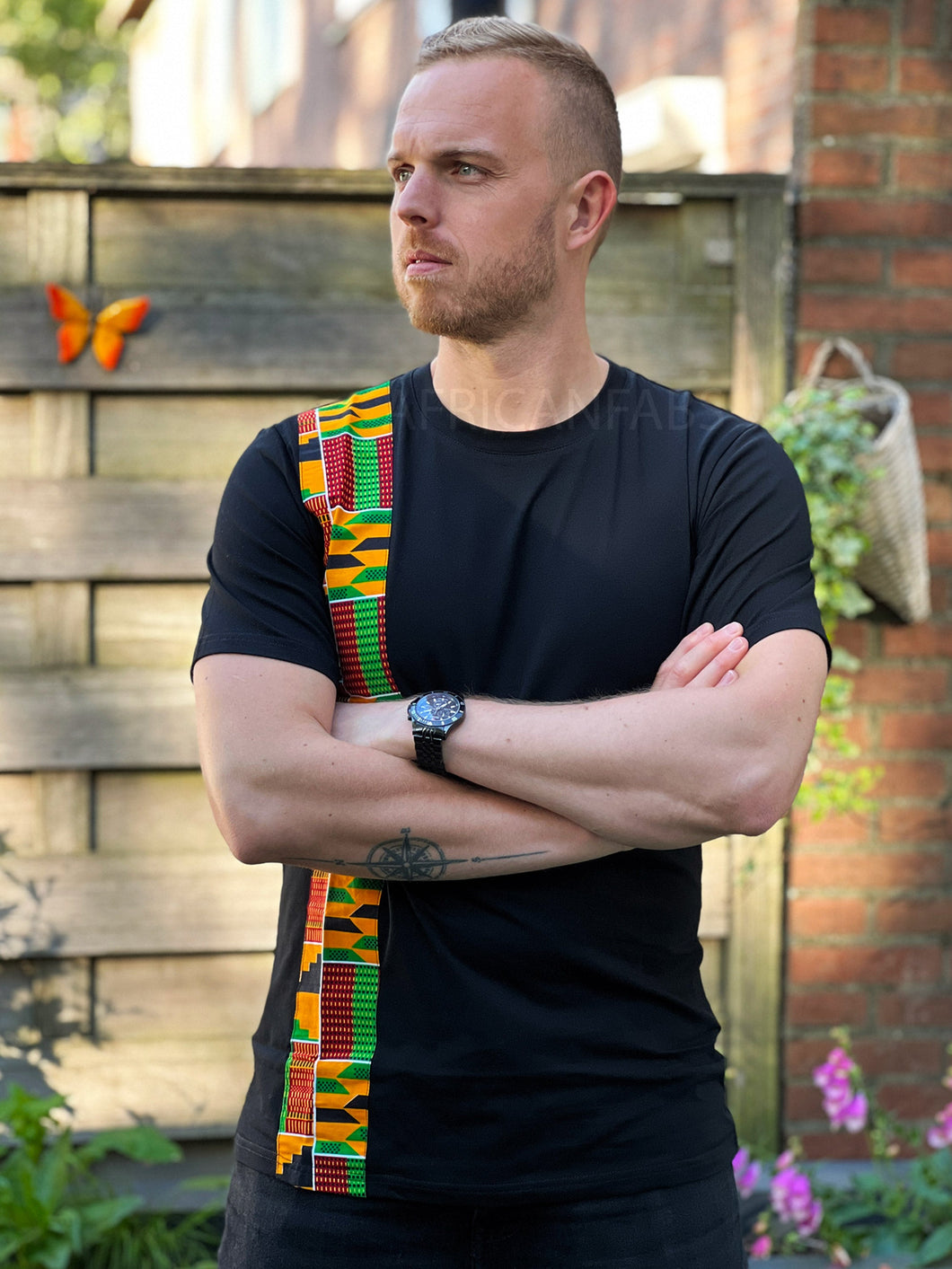 Afrikanisches Kente-Print-Herren-T-Shirt (schlanke Passform)