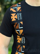 Load image into Gallery viewer, T-shirt with African print details -  Brown bogolan band
