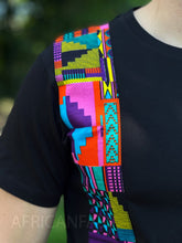 Load image into Gallery viewer, T-shirt with African print details - multicolor pink kente band
