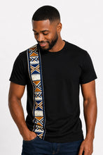 Load image into Gallery viewer, T-shirt with African print details - Blue Bogolan Heritage Band
