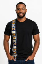 Load image into Gallery viewer, T-shirt with African print details - Blue Bogolan Heritage Band
