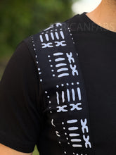 Load image into Gallery viewer, T-shirt with African print details - Black bogolan band
