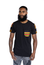 Load image into Gallery viewer, T-shirt with African print details - Pan Africa Kente pocket
