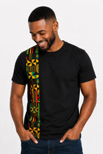 Load image into Gallery viewer, T-shirt with African print details - Black Yellow Kente Band
