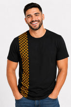 Load image into Gallery viewer, T-shirt with African print details - Brown Yellow Scale Pattern Vlisco Band
