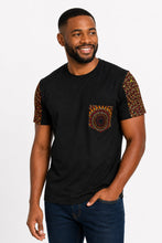 Load image into Gallery viewer, T-shirt with African print details - Brown Orange Savanna Sun Pocket
