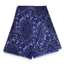 Lade das Bild in den Galerie-Viewer, 6 Yards - African Wax print fabric - Blue and Bronze Hidden Leaf Relic - 100% cotton
