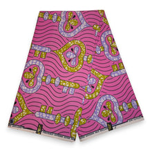 Load image into Gallery viewer, 6 Yards - African Wax print fabric - Pink Olive Keys Super Wax - 100% cotton
