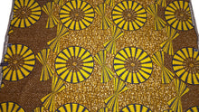 Load image into Gallery viewer, 6 Yards - African Wax print fabric - Mustard Yellow Sun Disc - 100% cotton
