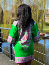 Load image into Gallery viewer, Green Dashiki Shirt / Dashiki Dress - African print top - Unisex - Vlisco
