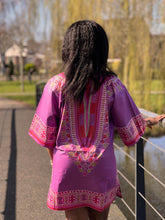 Afbeelding in Gallery-weergave laden, Purple / Red Dashiki Shirt / Dashiki Dress - African print top - Unisex - Vlisco
