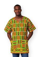 Load image into Gallery viewer, 6 Yards - African Wax print fabric - Green Kente Print Zigzag Ghana - 100% cotton
