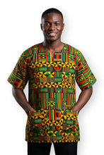 Lade das Bild in den Galerie-Viewer, 6 Yards - Afrikanischer Wax Print Stoff - Schwarz Grün Kente Print Ghana - 100% Baumwolle
