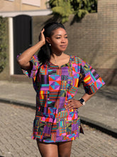 Load image into Gallery viewer, Purple / Pink Kente Dashiki Shirt / Dashiki Dress - African print top - Unisex
