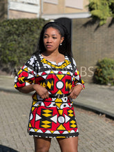 Afbeelding in Gallery-weergave laden, Red Samakaka Dashiki Shirt / Dashiki Dress - African print top - Unisex

