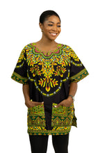 Lade das Bild in den Galerie-Viewer, Schwarzes Dashiki-Shirt / Dashiki-Kleid - Afrikanisches Print-Top - Unisex
