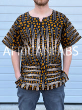 Lade das Bild in den Galerie-Viewer, Brown / Black Bogolan Dashiki Shirt / Dashiki Dress - African print top - Unisex
