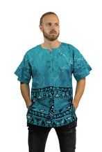 Load image into Gallery viewer, Turquoise Kampala Dashiki Shirt / Dashiki Dress - African print top
