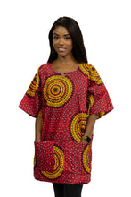 Load image into Gallery viewer, Red Dotted Patterns Dashiki Shirt / Dashiki Dress - African print top
