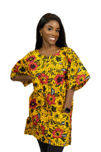 Load image into Gallery viewer, Yellow Flowers Dashiki Shirt / Dashiki Dress - African print top
