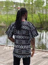 Afbeelding in Gallery-weergave laden, Black / white Bogolan Dashiki Shirt / Dashiki Dress - African print top - Unisex
