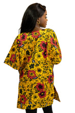 Load image into Gallery viewer, Yellow Flowers Dashiki Shirt / Dashiki Dress - African print top
