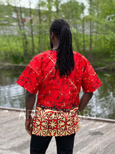 Load image into Gallery viewer, Red Dashiki Shirt / Dashiki Dress - African print top - Unisex
