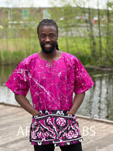 Afbeelding in Gallery-weergave laden, Purple Dashiki Shirt / Dashiki Dress - African print top - Unisex

