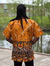 Afbeelding in Gallery-weergave laden, Mustard brown Dashiki Shirt / Dashiki Dress - African print top - Unisex
