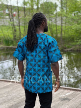 Lade das Bild in den Galerie-Viewer, Blue Dashiki Shirt / Dashiki Dress - African print top - Unisex
