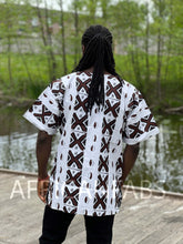 Charger l&#39;image dans la galerie, White Bogolan Dashiki Shirt / Dashiki Dress - African print top - Unisex
